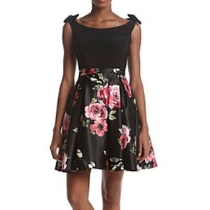 Betsy & Adam Party Dress 6 Coquette Girl Roses Bowtie Shoulder Fit Flare